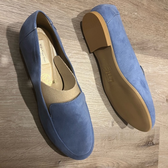 Will Vegan Womens Blue Suede Loafers - Picture 2 of 3